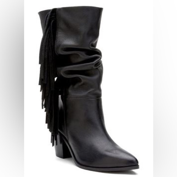 MATISSE BRIN new GENUIN LEATHER boots with fringes in black 683MNT - Picture 8 of 9